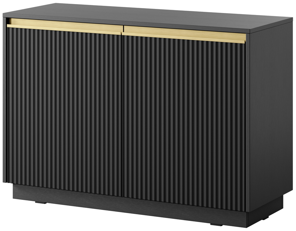 Czarna nowoczesna komoda z ryflowanymi frontami 103 cm RAVO