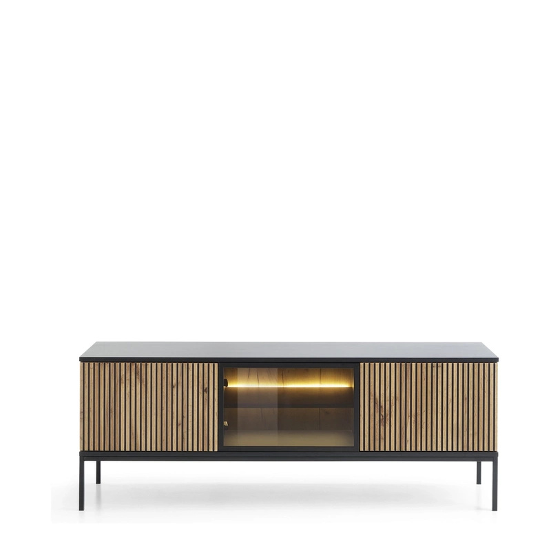 Nowoczesna szafka RTV z półka 154 cm oświetlenie LED SEWILLA