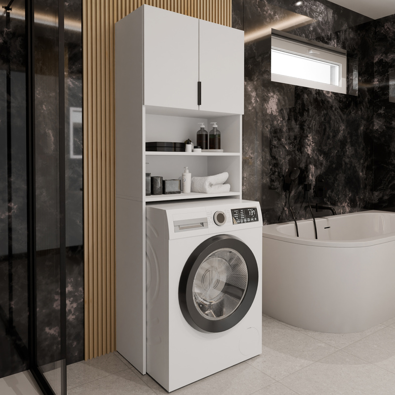 Biała szafka nad pralkę 64 cm TREMO PLUS