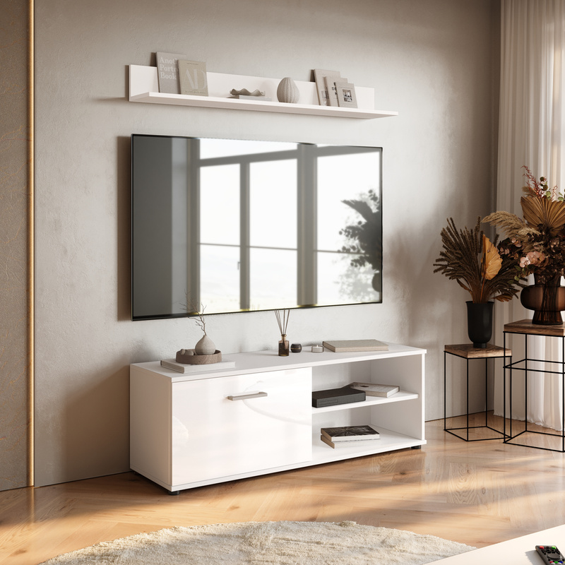 Biała szafka pod telewizor Cube XL połysk