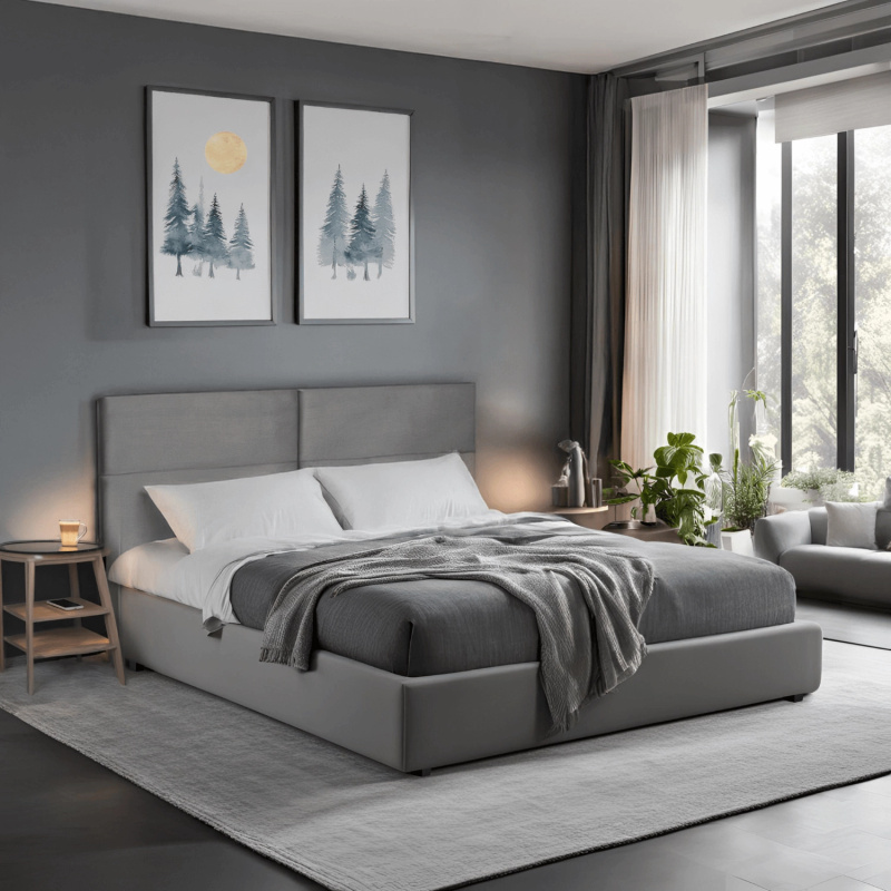 Łóżko tapicerowane 160x200 dwuosobowe TAVONE szare