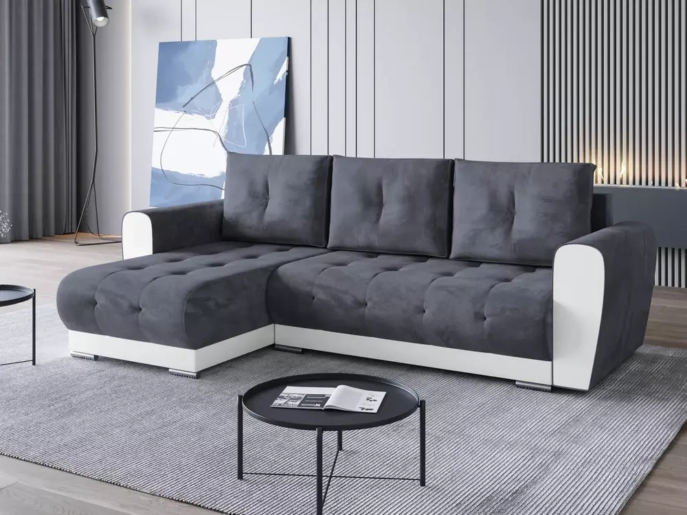 Nowoczesny narożnik z funkcją spania do salonu DOMI szary