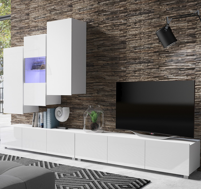 Nowoczesna meblościanka biały połysk MODERN 17