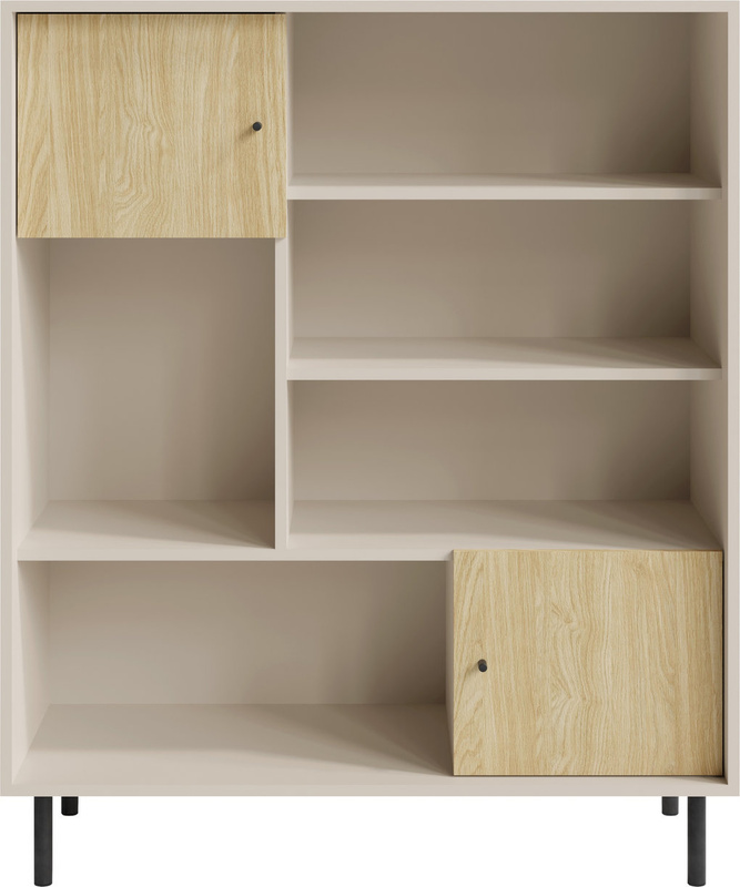 Dwudrzwiowy regał na książki z półkami 103,5 cm MALIVO beż piaskowy