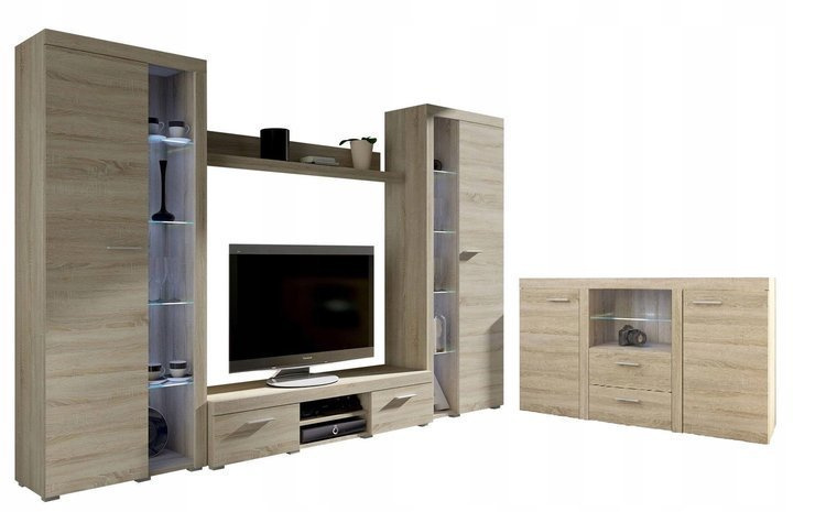 Meblościanka z komodą Dąb sonoma SAMBA BIG