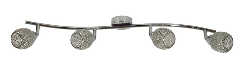 Srebrna lampa sufitowa 4-punktowa do salonu CLEAR metal szkło