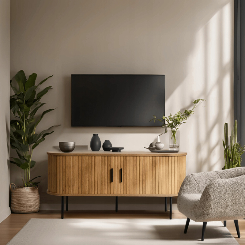 Dębowa szafka RTV dwudrzwiowa 120 cm pod telewizor TRISH