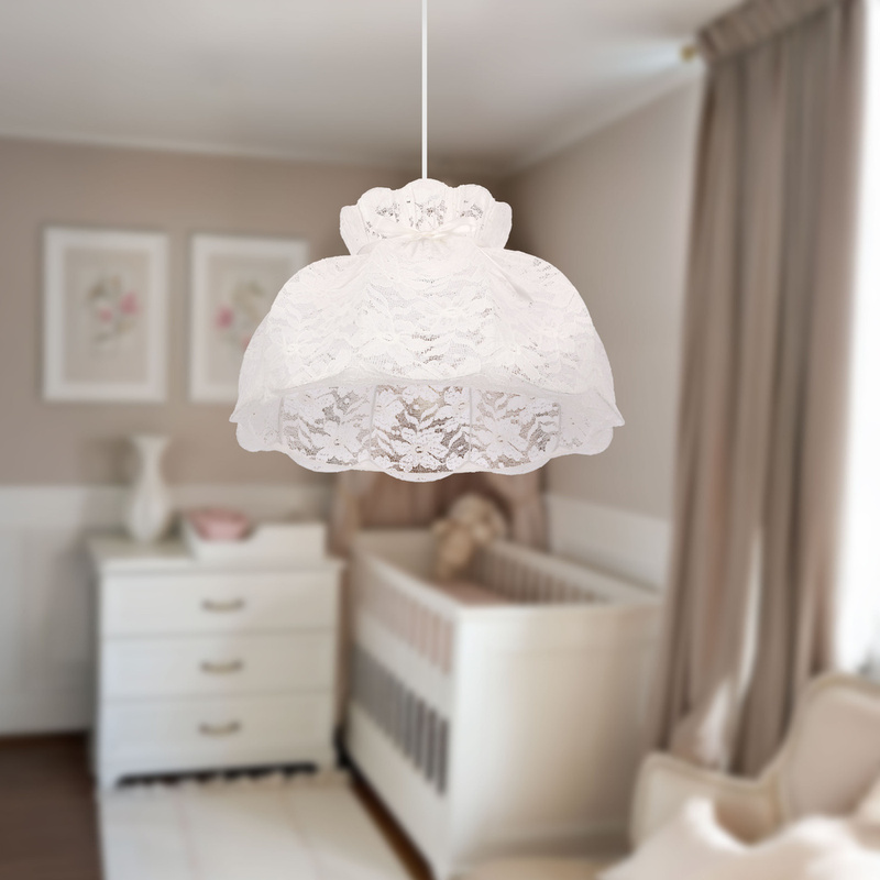 Biała lampa wisząca z abażurem do salonu ROSSINI 1-punktowa