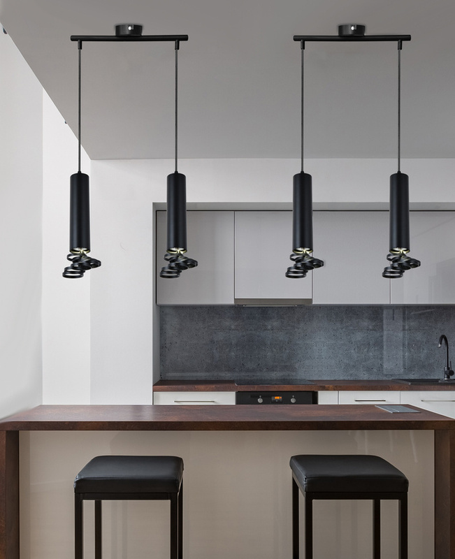 Czarna lampa wisząca podwójna do salonu TUBA metal GU10