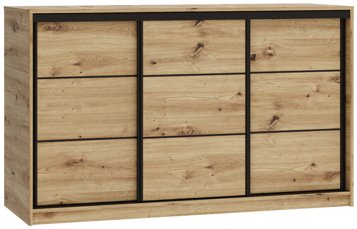 Komoda przesuwna 160 cm z szufladami i drążkami LOFT dąb artisan