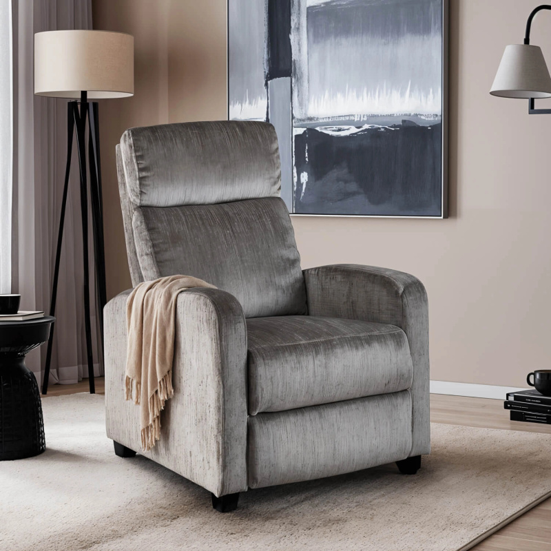 Fotel rozkładany do salonu welurowy szary DUMIO