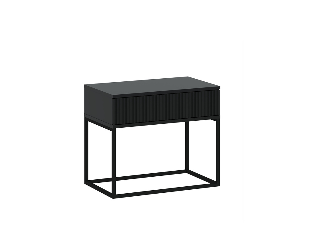 Szafka nocna czarna do sypialni COTTA z szufladą push to open