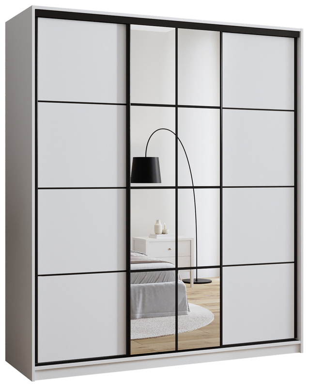 Biała nowoczesna szafa przesuwna z lustrem 180 cm EDGE
