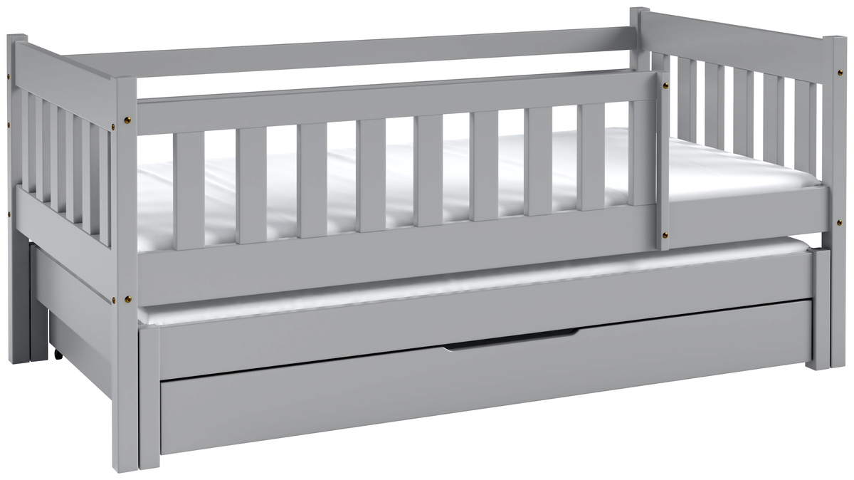 Szare łóżko do pokoju dziecięcego w stylu skandynawskim 80x160 cm NEBULA