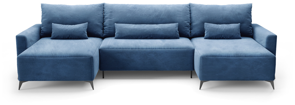 Duży narożnik z funkcją spania sztruksowy na nóżkach LORENZO U