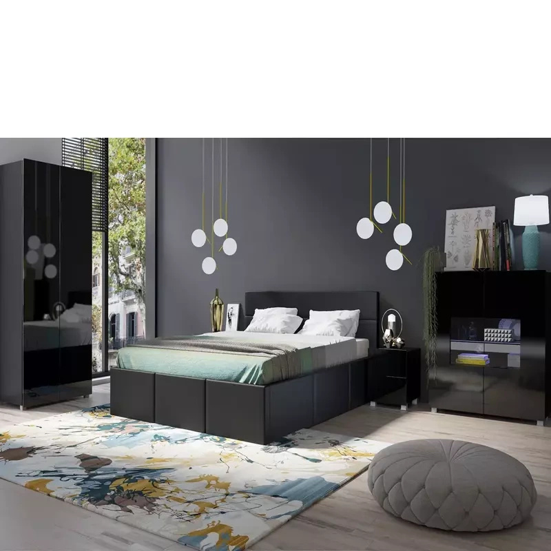 Meble do sypialni czarny połysk MODERN 19