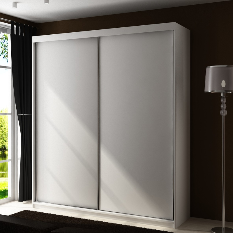 Biała dwudrzwiowa szafa przesuwna do sypialni 150 cm TARO