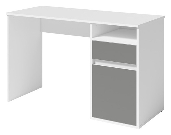 Białe biurko młodzieżowe 120 cm BILLY z grafitowym frontem