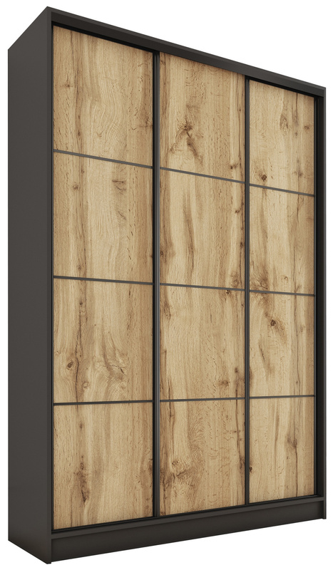 Wysoka szafa przesuwna z szufladami i półkami 150 cm LOFT MAX