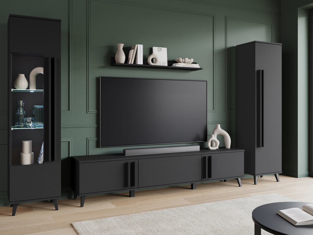 Meblościanka do pokoju nowoczesna HOMELY II czarny grafit