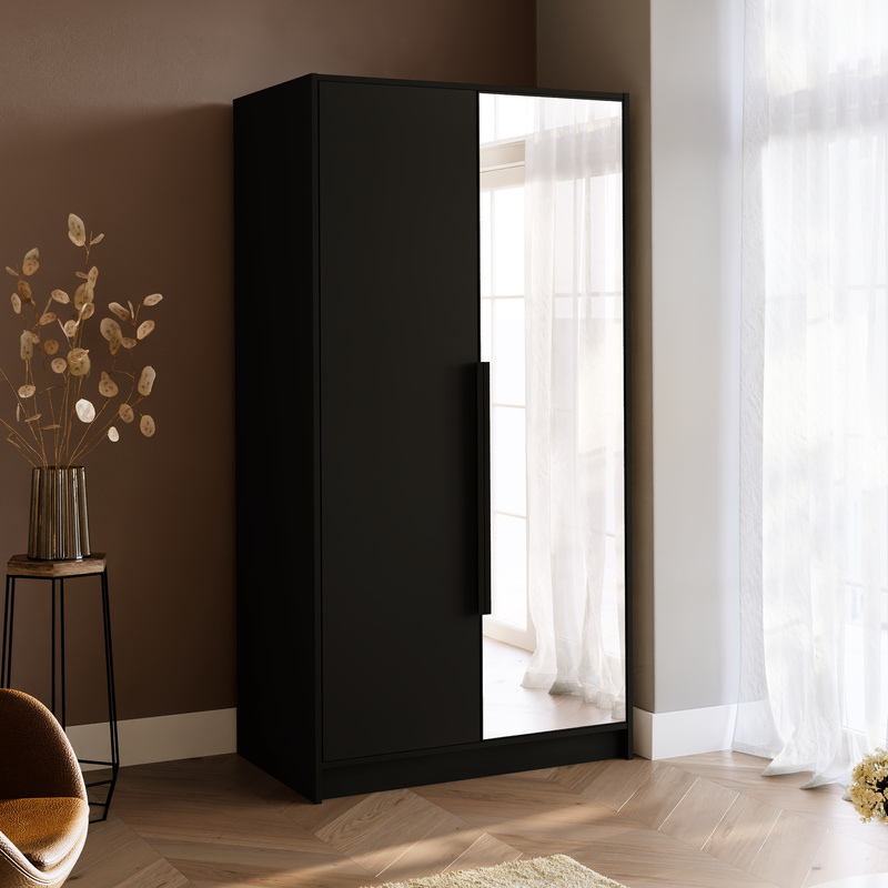 Szafa garderoba z lustrem 100 cm do przedpokoju LESTO czarny