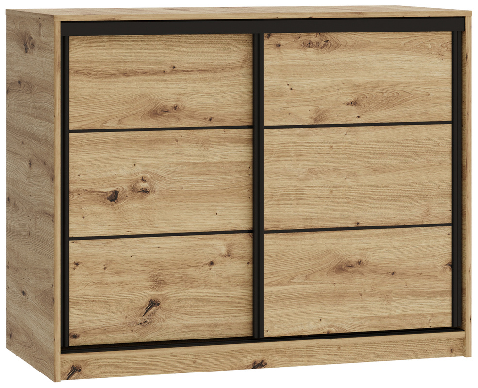 Dwudrzwiowa komoda przesuwna 120 cm z szufladami LOFT dąb artisan