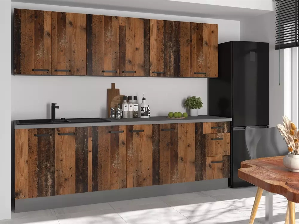 Zestaw mebli kuchennych w stylu vintage LESTY old style wood