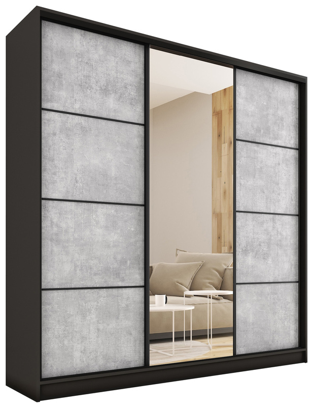 Loftowa szafa przesuwna z lustrem 200 cm LOFT MAX