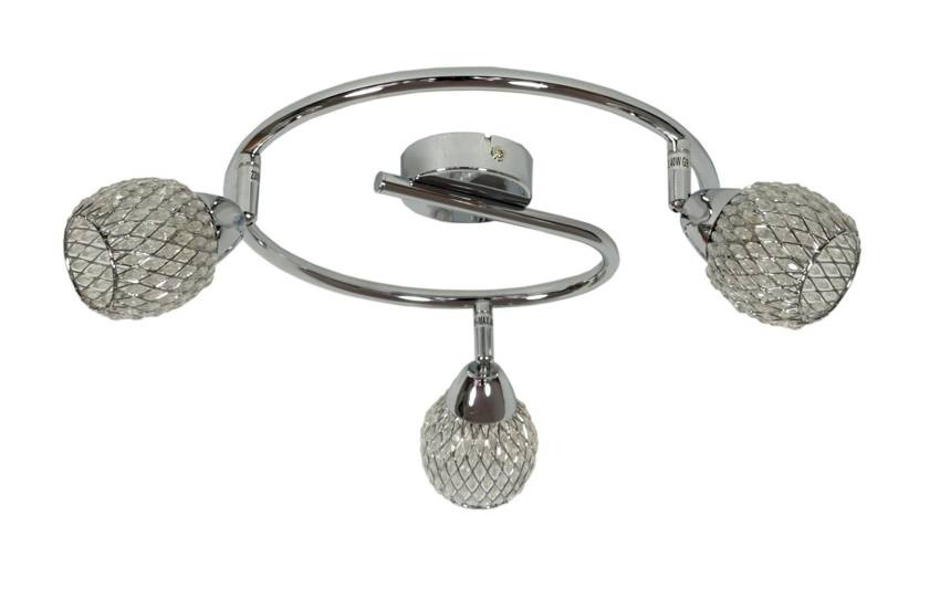 Srebrna lampa sufitowa wisząca spirala 3xG9 do salonu CLEAR metal-szkło