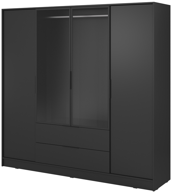 Czarna szafa uchylna z witryną 206 cm do sypialni KAMIS