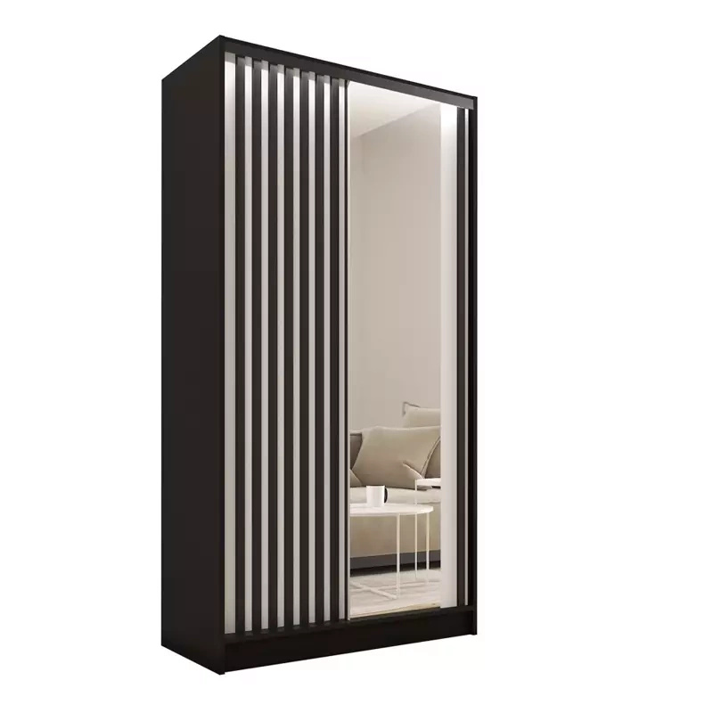 Szafa przesuwna z czarnymi lamelami 100 cm LAMEL 3D