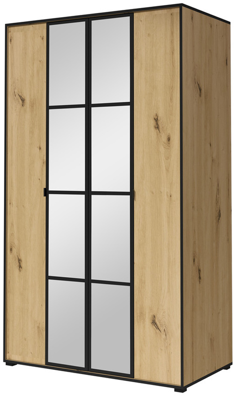Uchylna szafa na ubrania z lustrem 120 cm OLAS dąb artisan