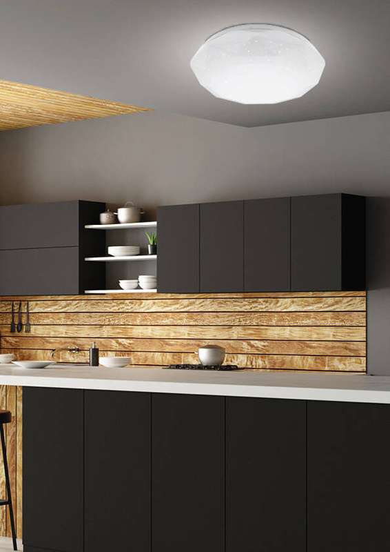 Biały plafon sufitowy LED do salonu zimna barwa SKY metal tworzywo