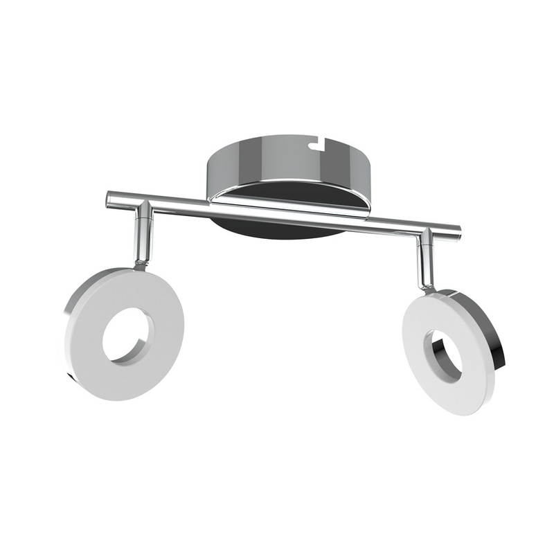 Chromowana lampa sufitowa LED 2-punktowa do salonu THEMA metal