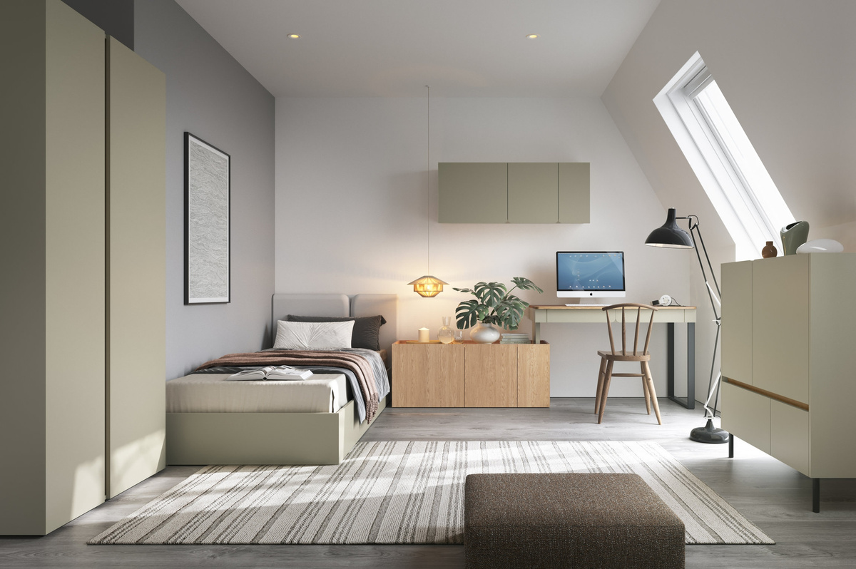 Nowoczesne meble młodzieżowe z łóżkiem i szafą LISSARO