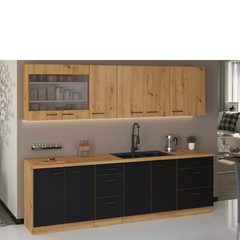 Nowoczesna kuchnia dąb artisan czarny MILANO