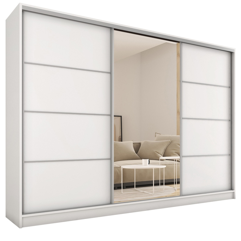 Duża biała garderoba szafa przesuwna z lustrem 280 cm TOP MAX