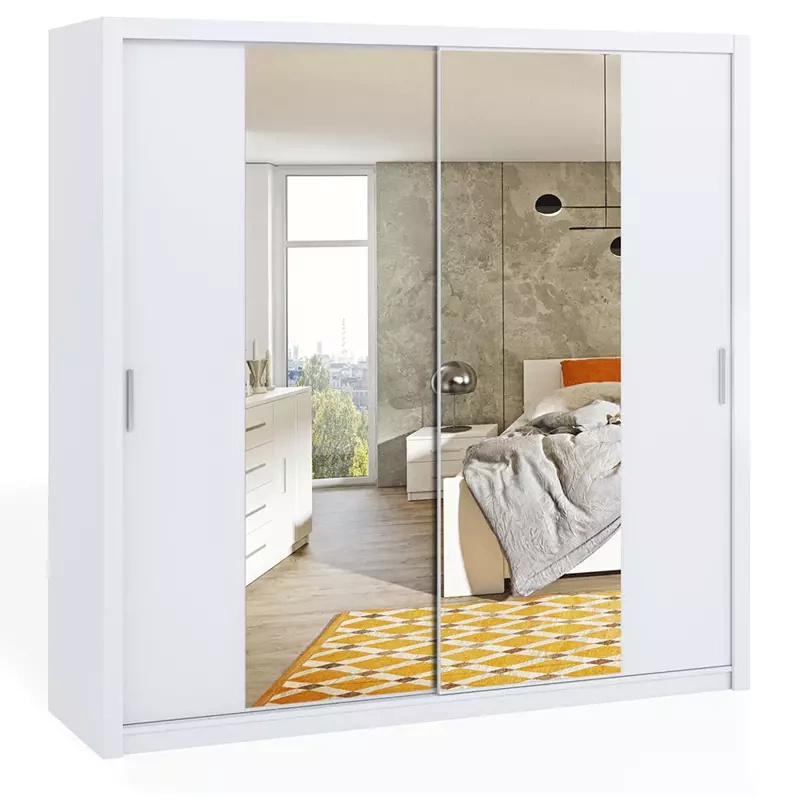 Biała szafa przesuwna z lustrami 220 cm BELLA