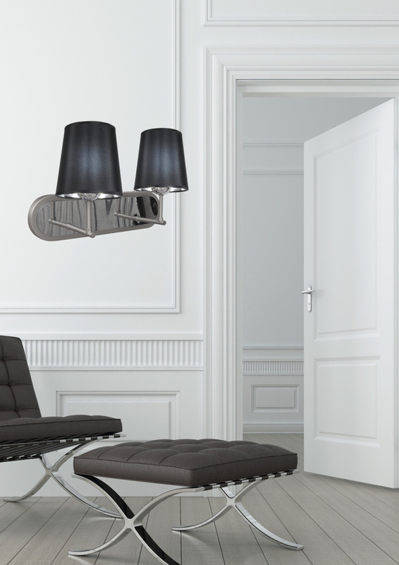 Czarny kinkiet podwójny do salonu MILONGA satyna