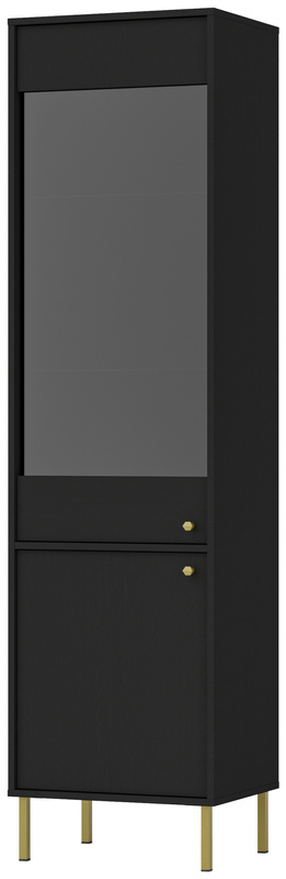 Przeszklona witryna wysoka do salonu 52 cm TOKEN czarna