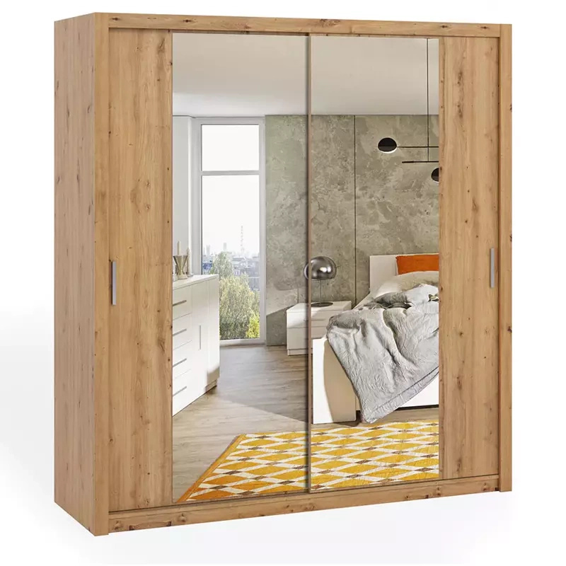 Szafa przesuwna z lustrami 200 cm Dąb artisan BELLA