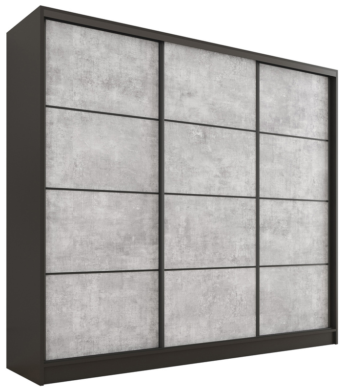 Szafa do przedpokoju 200 cm LOFT beton czarny