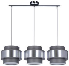 Szaro-srebrna lampa wisząca 3-punktowa do salonu HARE abażur tkanina