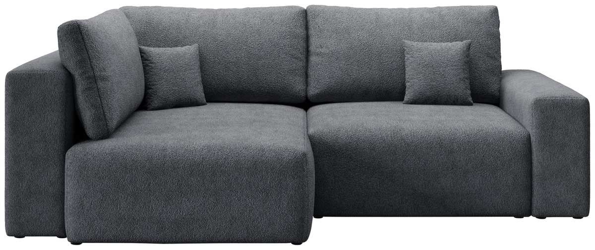 Szary narożnik rozkładany do salonu z funkcją spania boucle CAMILO DUO