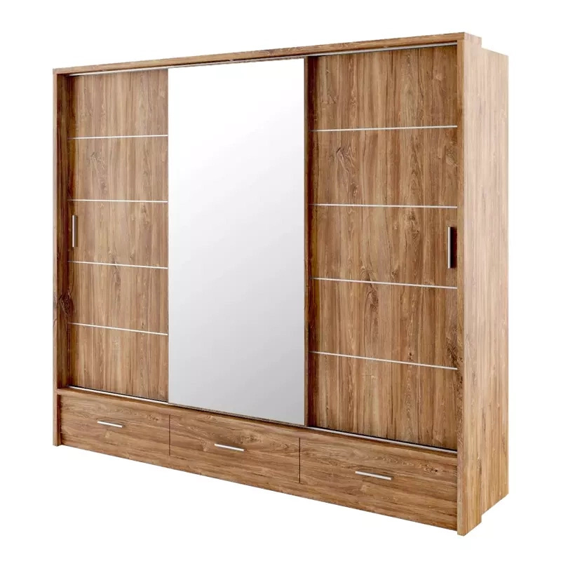 Duża szafa przesuwna z lustrem 250 cm szuflady półki ARTI