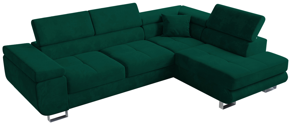 Nowoczesny narożnik z funkcją spania ANTON butelkowa zieleń