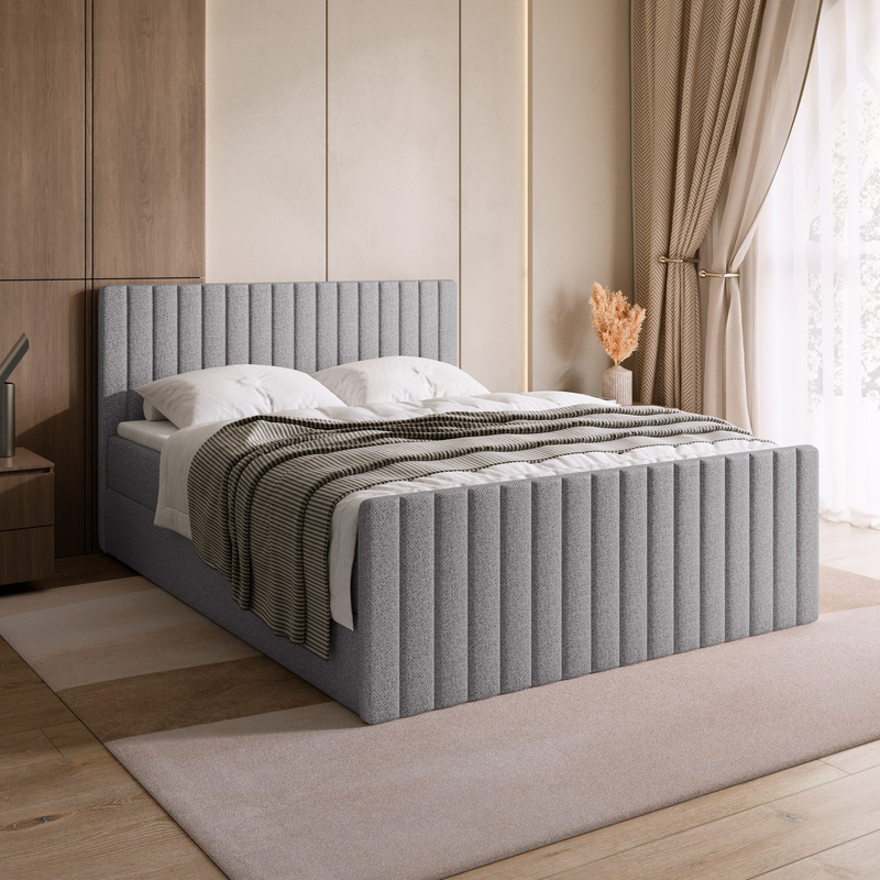 Dwuosobowe łóżko kontynentalne 160x200 cm do sypialni DREAM DUO szare