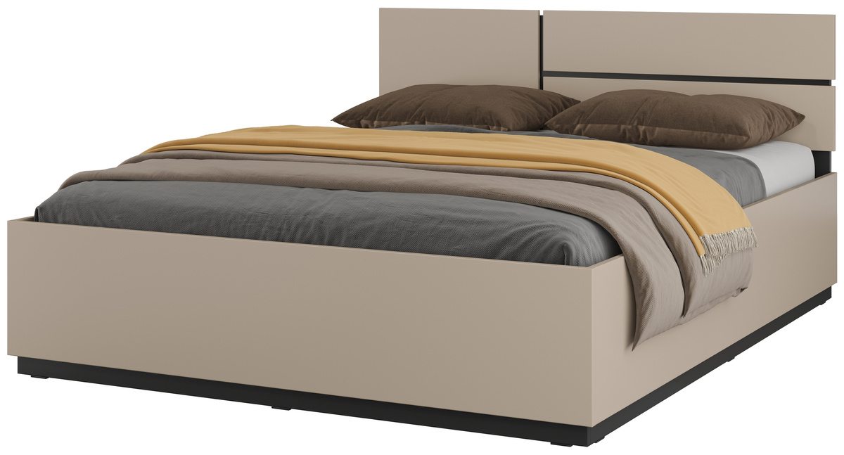 Małżeńskie beżowe łóżko do sypialni 160x200 cm CROSS