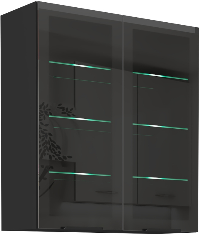 Górna szafka kuchenna 80 cm przeszklone fronty półki SELENA cichy domyk