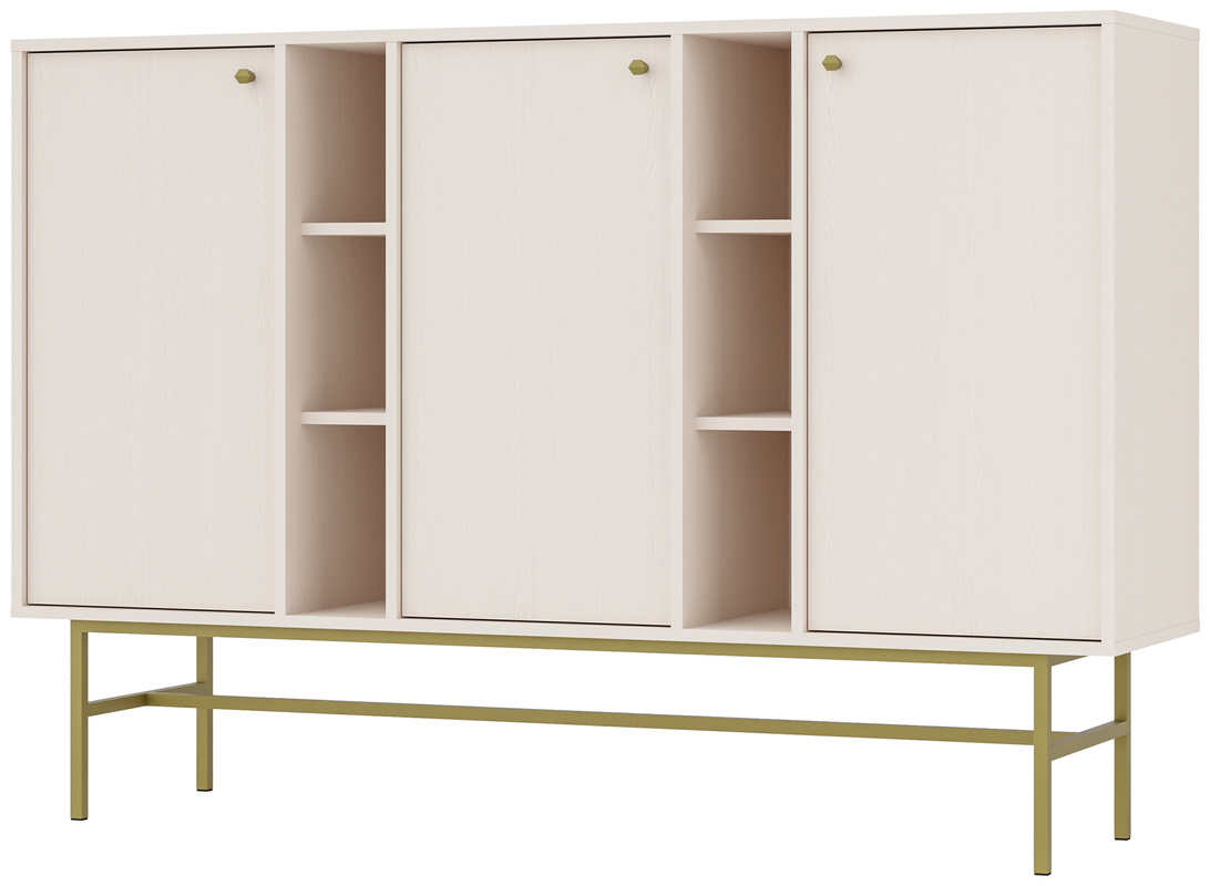 Duża beżowa komoda trzydrzwiowa 160 cm do salonu TOKEN